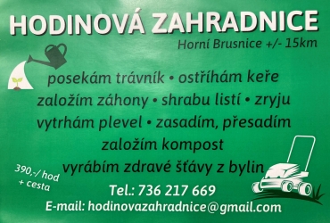 Hodinová zahradnice - služby Hodinová zahradnice - služby