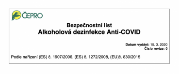 Dezinfekce AntiCovid - použití a bezpečnostní list