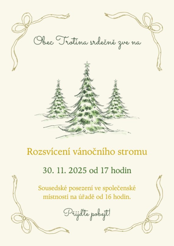 Rozsvícení vánočního stromu na Trotině dne 30.11.2025 od 16 hodin
