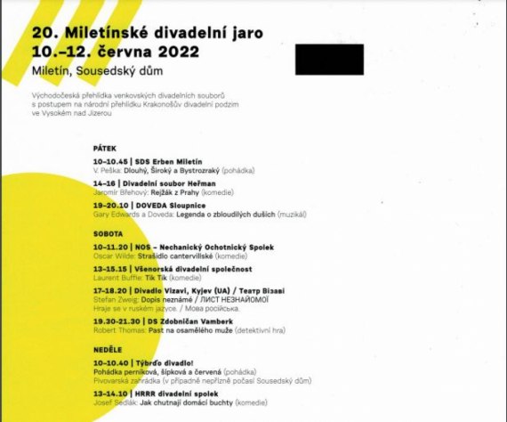 20. Miletínské divadelní jaro  10.-12. červen- program